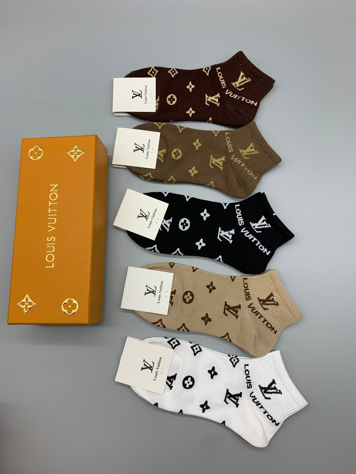 Louis Vuitton All-Over Initial Motifs Ankle Socks - 5-Pair Set
