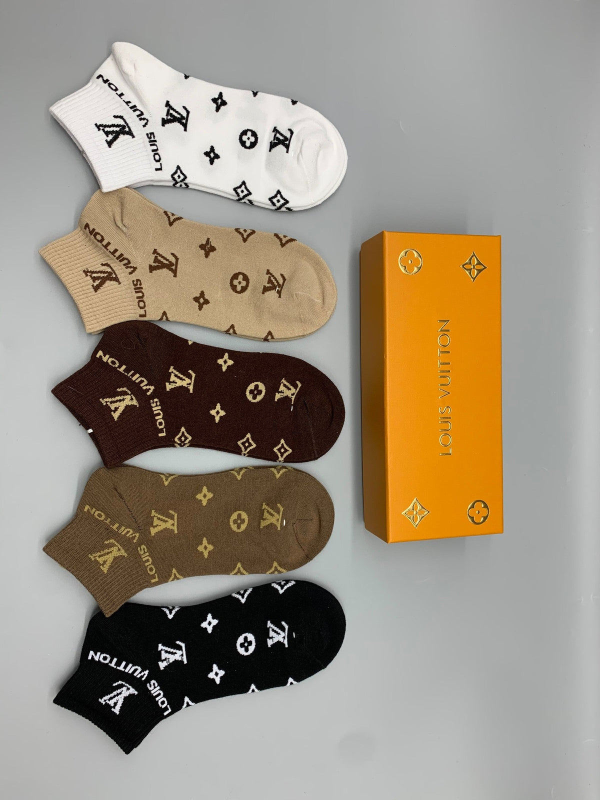 Louis Vuitton All-Over Initial Motifs Ankle Socks - 5-Pair Set