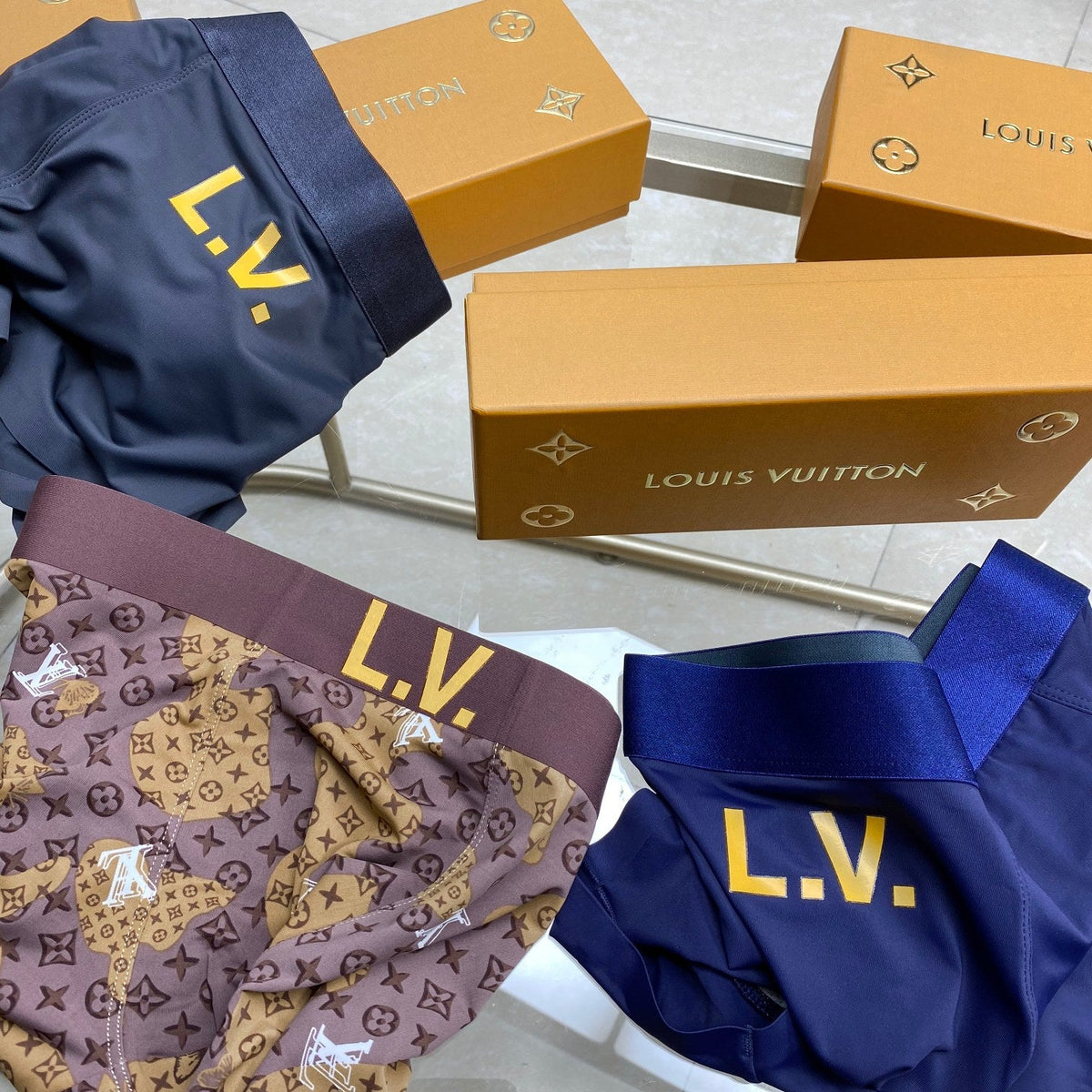 Louis Vuitton Visible Colour, Waistband And Emblem Details Men's Boxer Briefs - 3-Piece Box