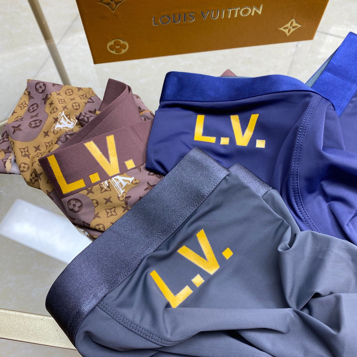 Louis Vuitton Visible Colour, Waistband And Emblem Details Men's Boxer Briefs - 3-Piece Box