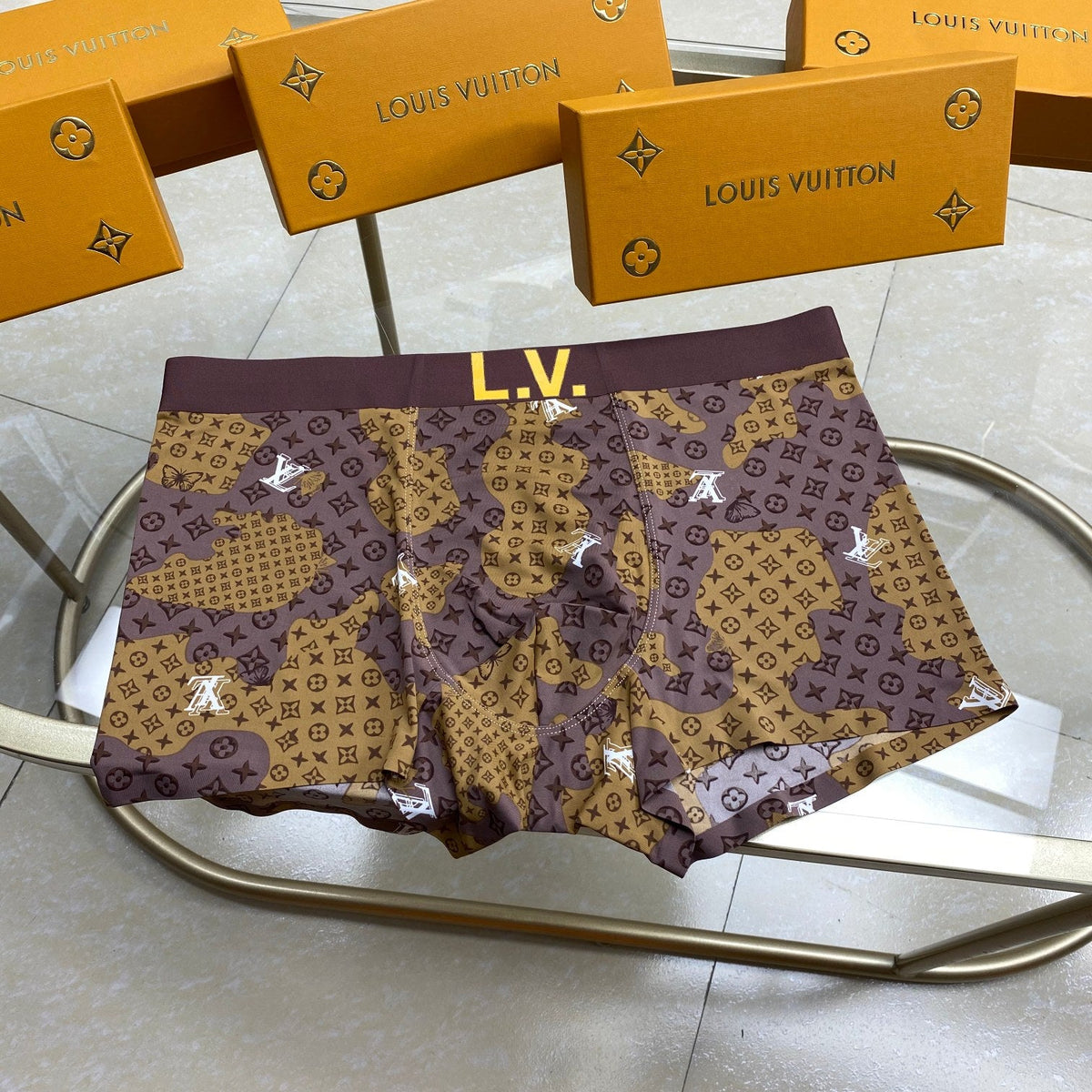 Louis Vuitton Visible Colour, Waistband And Emblem Details Men's Boxer Briefs - 3-Piece Box