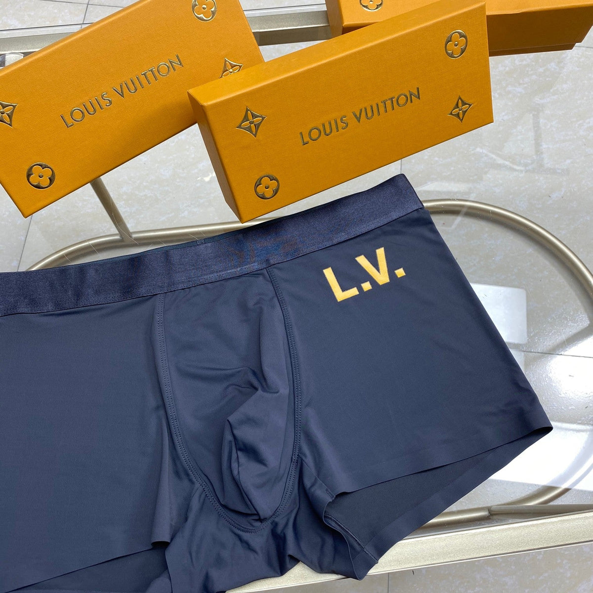 Louis Vuitton Initial And Monogram-Style Graphics Men's Boxer Briefs - 3-Piece Box