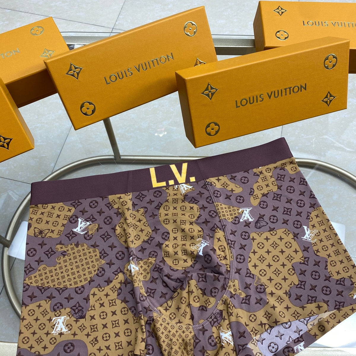 Louis Vuitton Visible Colour, Waistband And Emblem Details Men's Boxer Briefs - 3-Piece Box