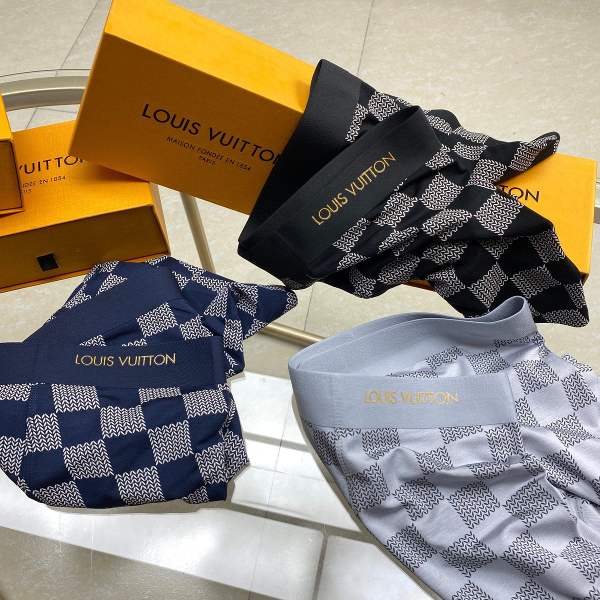 Louis Vuitton Checkerboard Boxer Briefs 3-Piece Box Collection