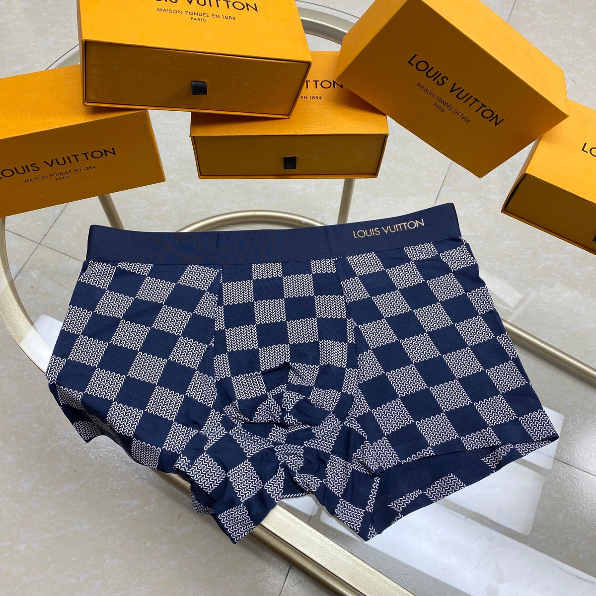 Louis Vuitton Checkerboard Boxer Briefs 3-Piece Box Collection