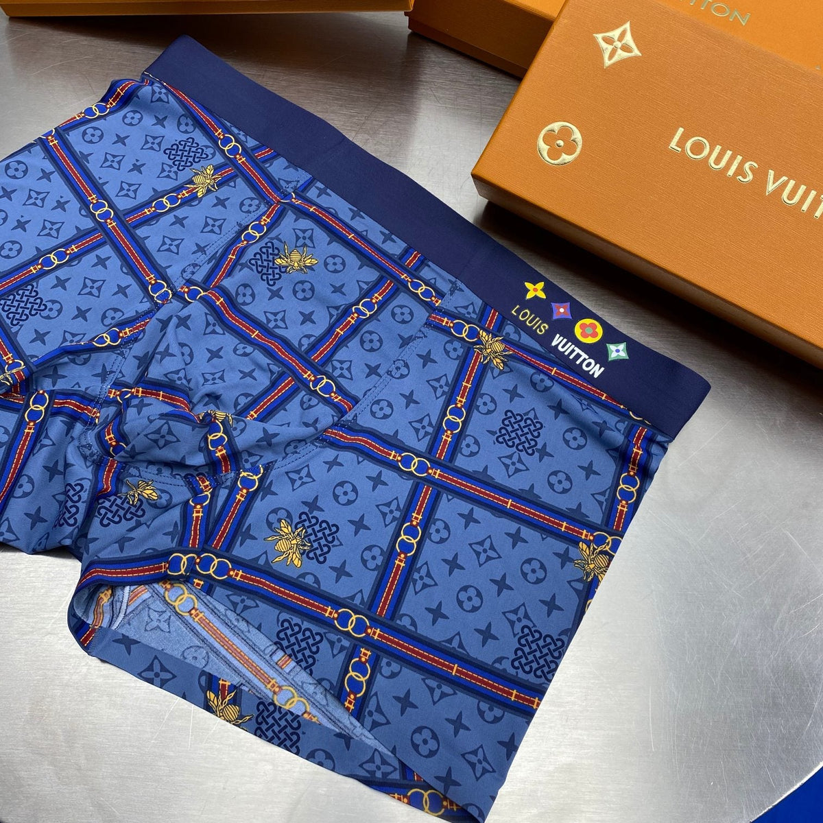 Louis Vuitton Cotton Visible Branded Waistband Or Emblem Details Men's Boxer Briefs - 3-Piece Box