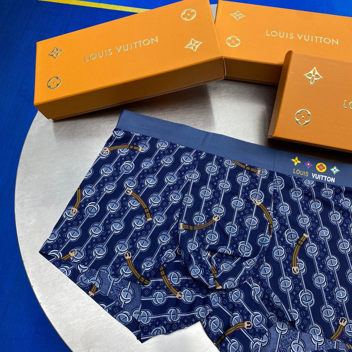 Louis Vuitton Cotton Visible Branded Waistband Or Emblem Details Men's Boxer Briefs - 3-Piece Box