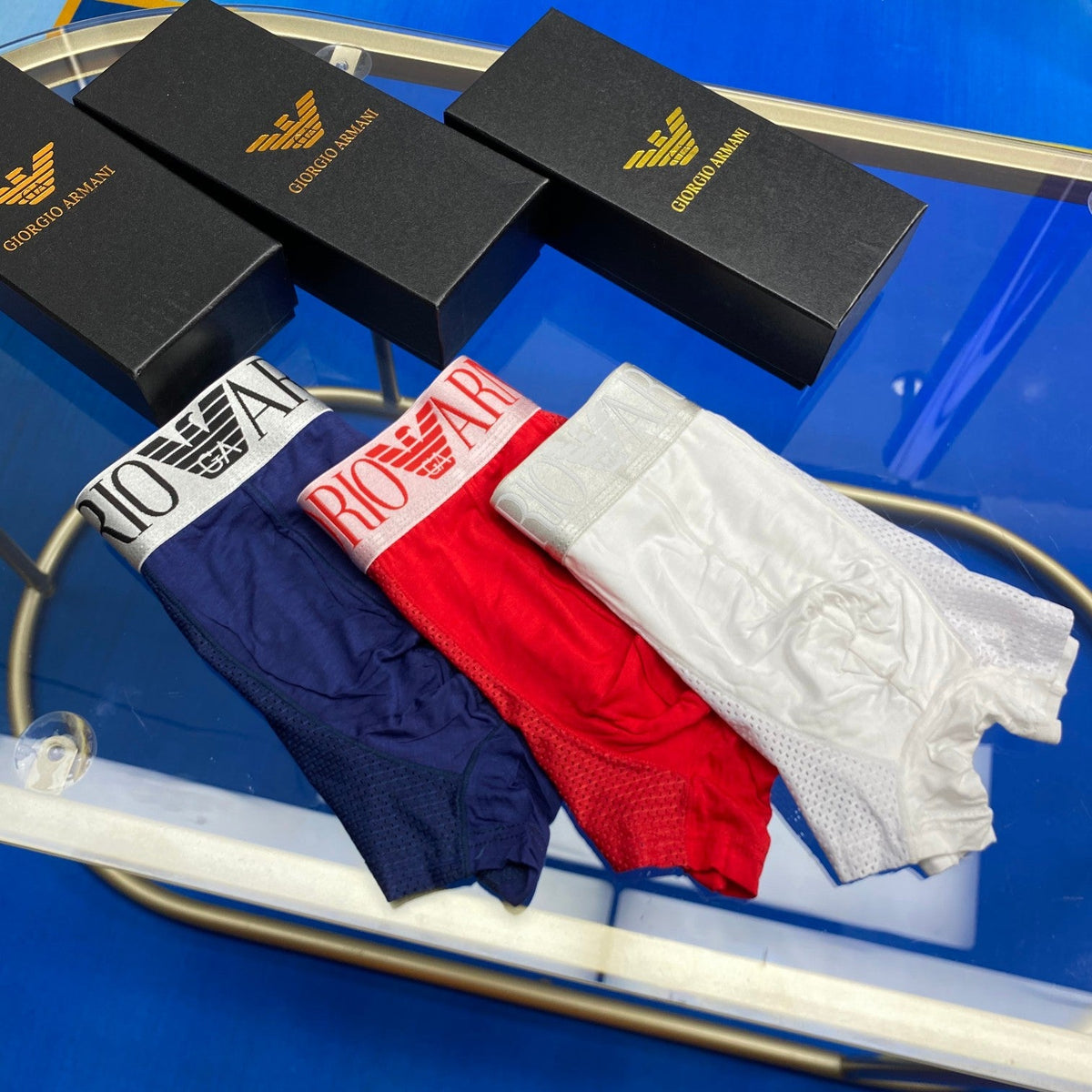 Armani Broad Wordmark Waistbands Men's Boxer Briefs - 3-Piece Box