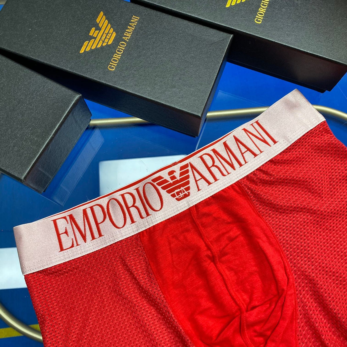 Armani Broad Wordmark Waistbands Men's Boxer Briefs - 3-Piece Box