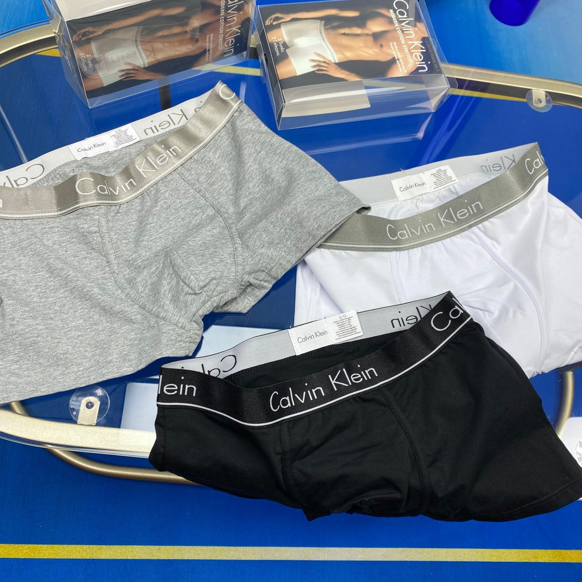 Calvin Klein Cotton Visible Colour, Waistband And Emblem Details Men's Boxer Briefs - 3-Piece Box