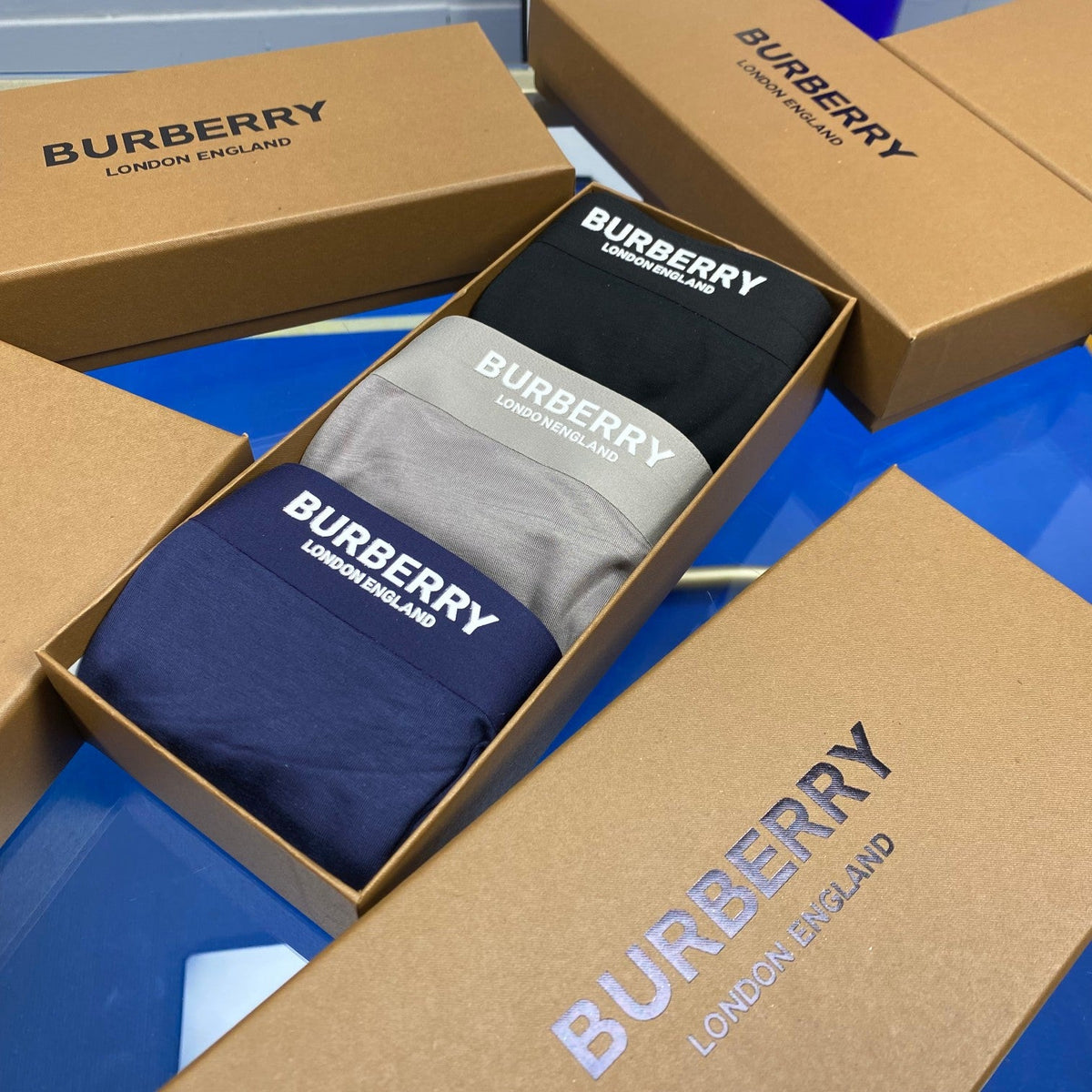 Burberry Cotton Visible Branded Waistband Or Emblem Details Men's Boxer Briefs - 3-Piece Box