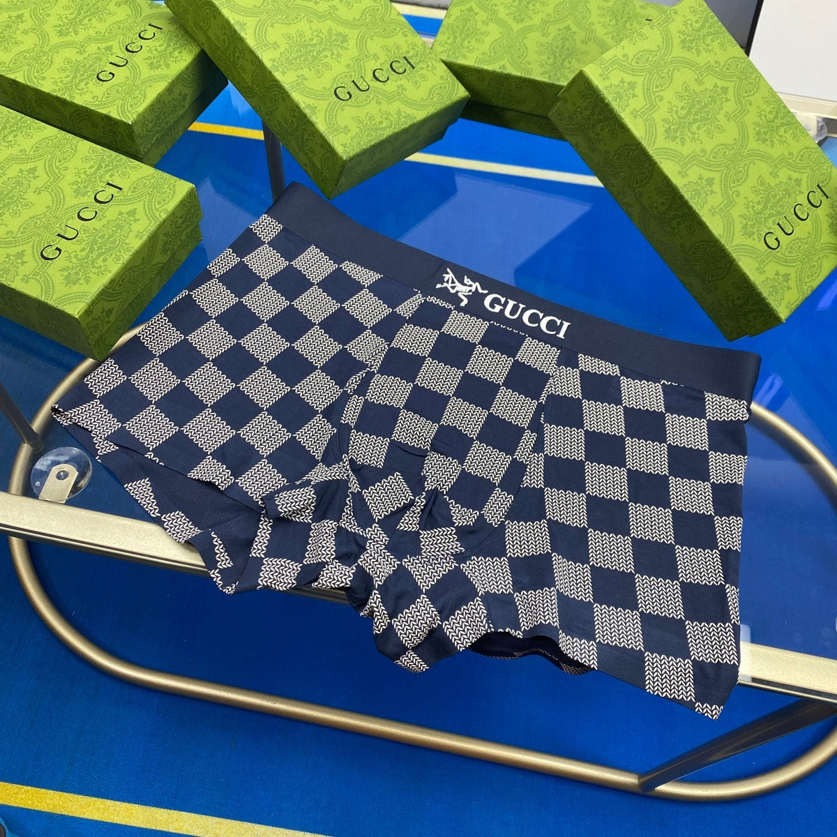 Gucci Modal Checkerboard Patterns And Bold Waistbands Men's Boxer Briefs - 3-Piece Box