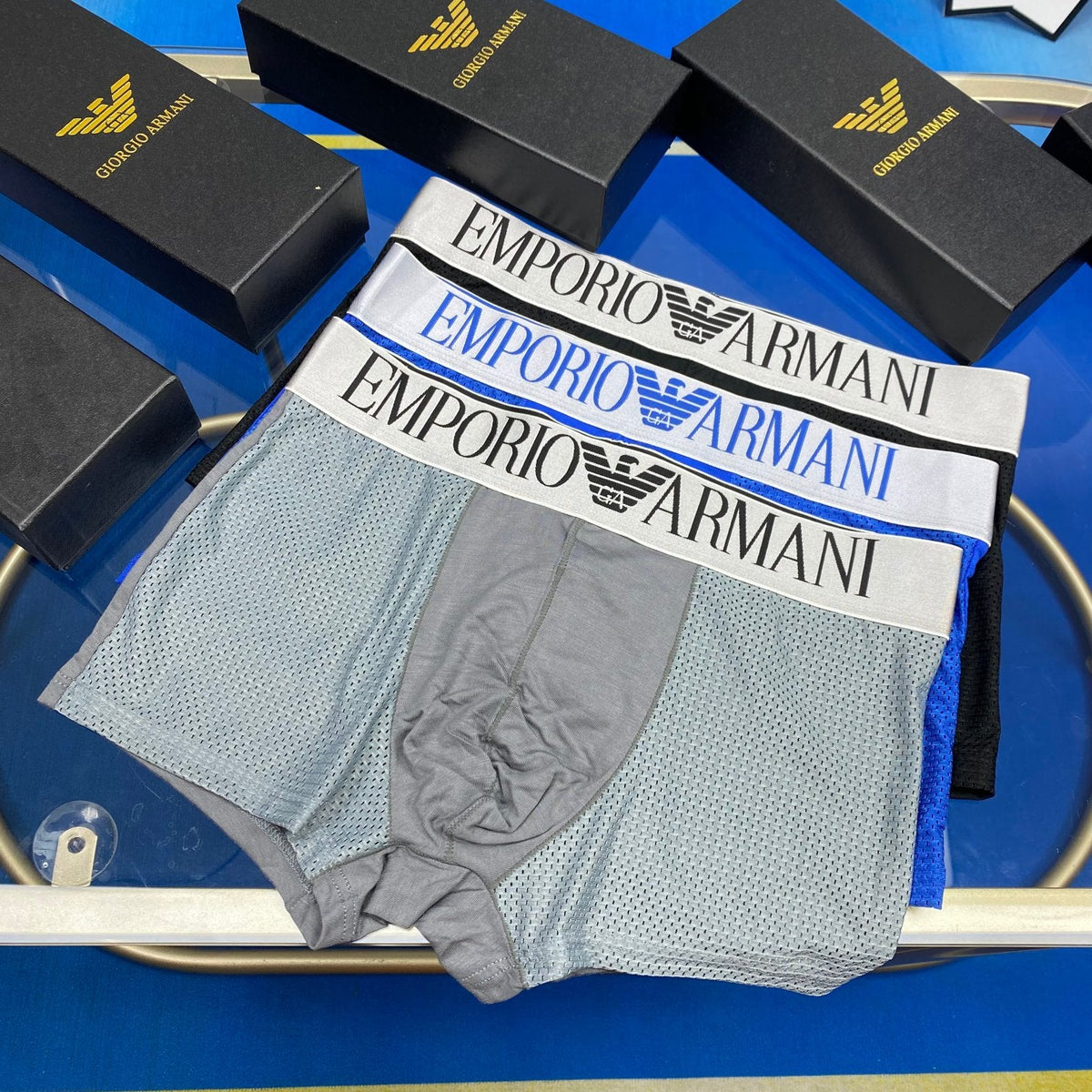 Armani Modal Visible Branded Waistband Or Emblem Details Men's Boxer Briefs - 3-Piece Box
