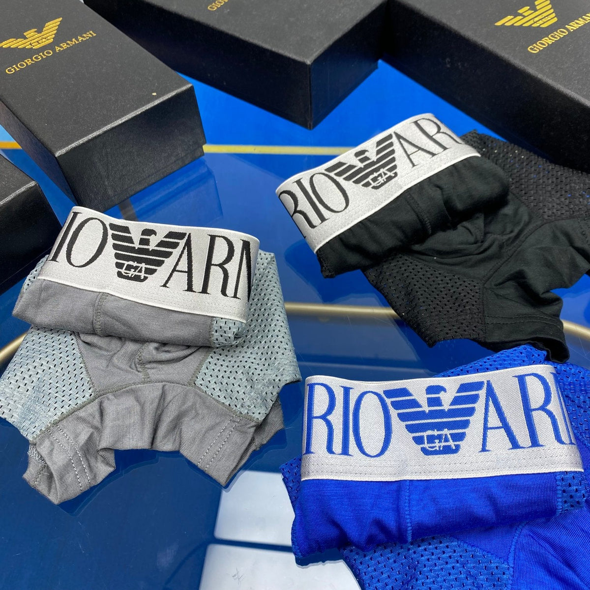 Armani Modal Visible Branded Waistband Or Emblem Details Men's Boxer Briefs - 3-Piece Box