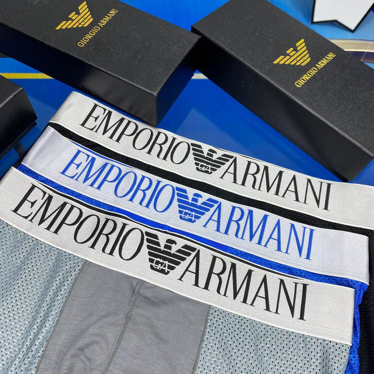 Armani Modal Visible Branded Waistband Or Emblem Details Men's Boxer Briefs - 3-Piece Box