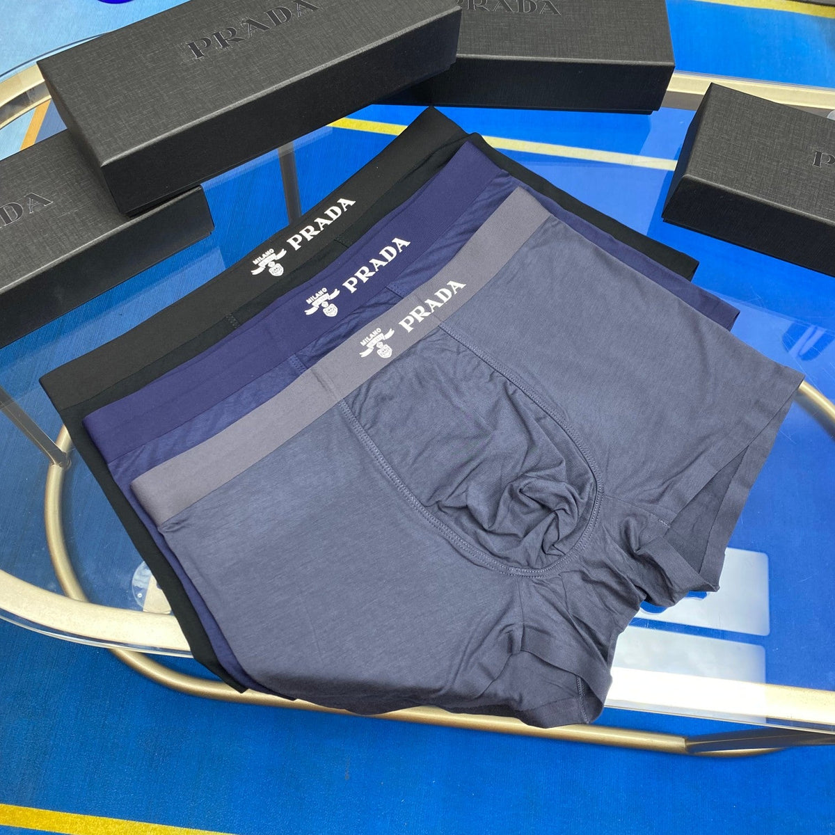 Prada Small Logo Details Men's Boxer Briefs - 3-Piece Box