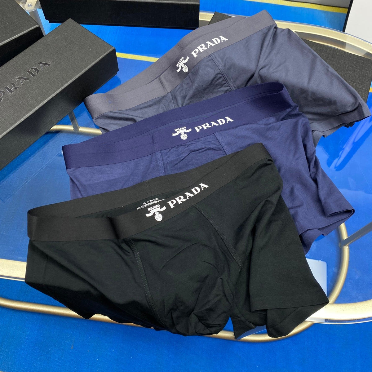 Prada Small Logo Details Men's Boxer Briefs - 3-Piece Box
