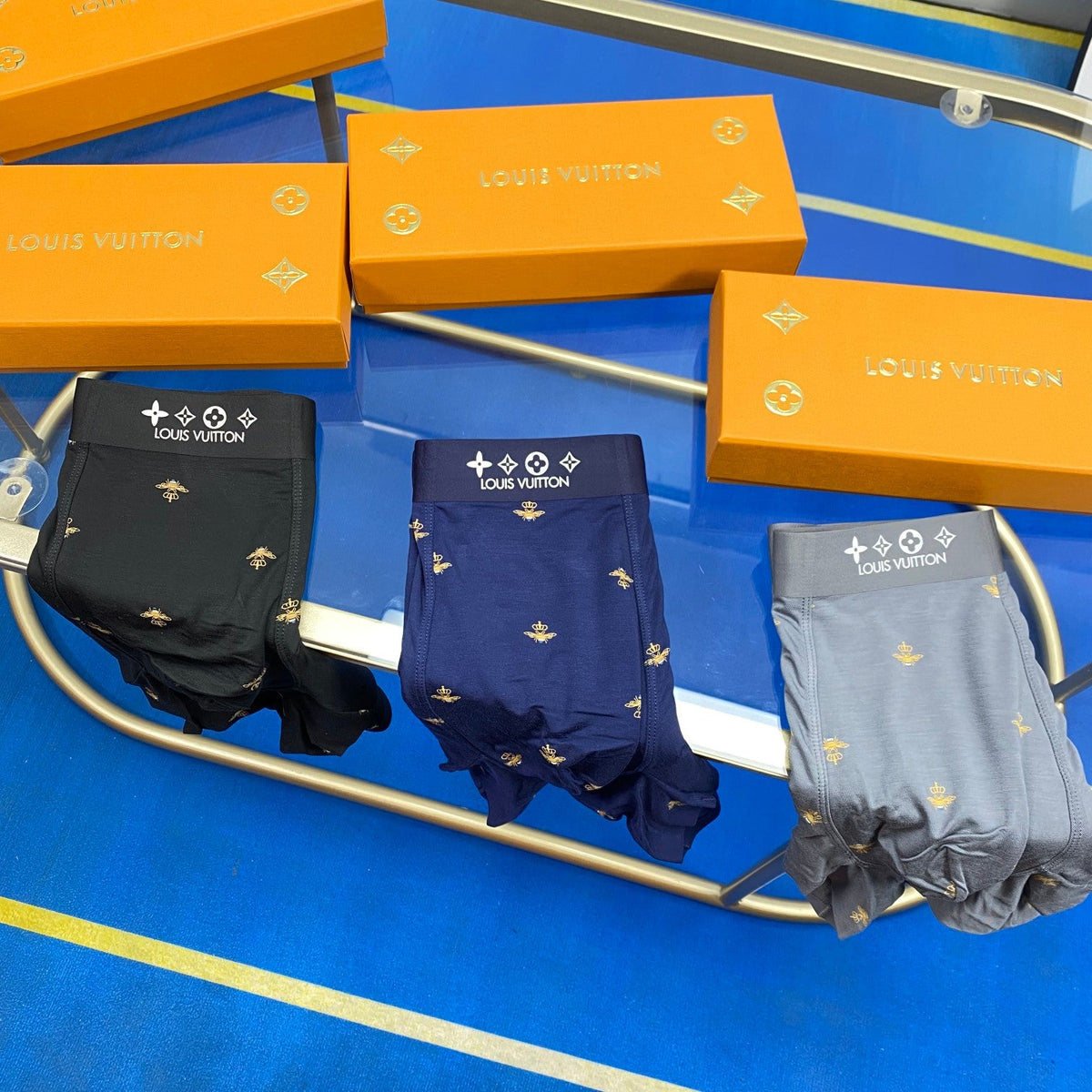 Louis Vuitton Visible Branded Waistband Or Emblem Details Men's Boxer Briefs - 3-Piece Box