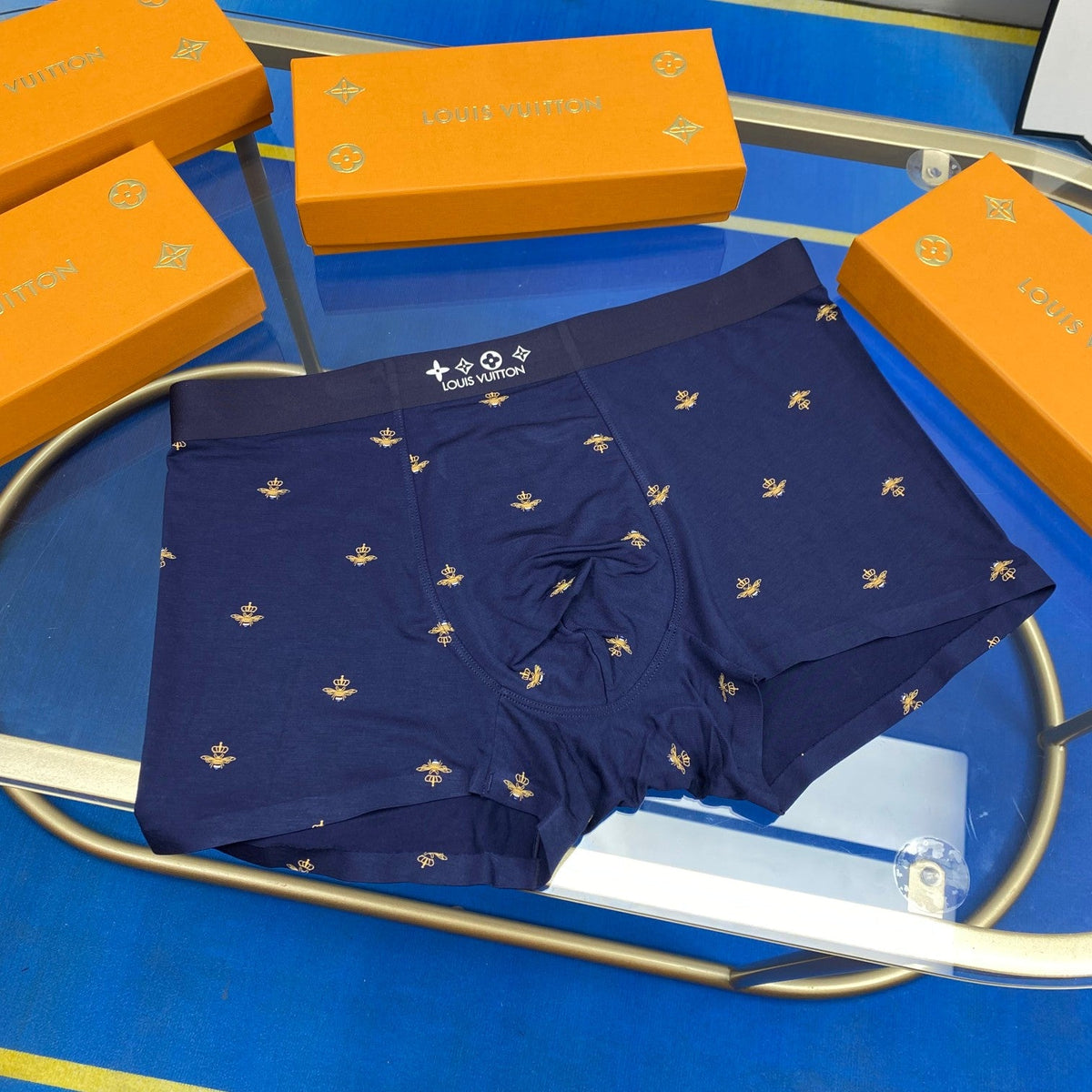 Louis Vuitton Visible Branded Waistband Or Emblem Details Men's Boxer Briefs - 3-Piece Box