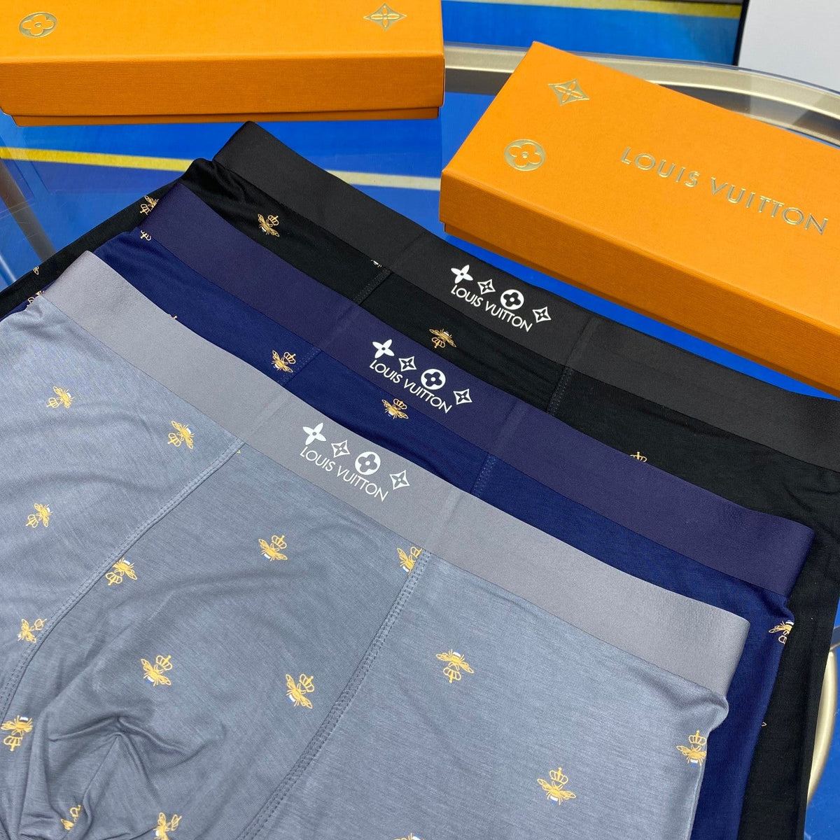 Louis Vuitton Visible Branded Waistband Or Emblem Details Men's Boxer Briefs - 3-Piece Box