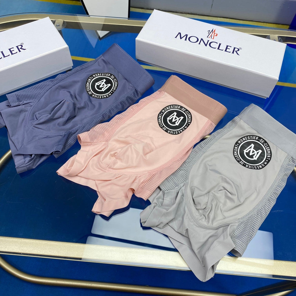 Moncler Cotton Visible Colour, Waistband And Emblem Details Men's Boxer Briefs - 3-Piece Box