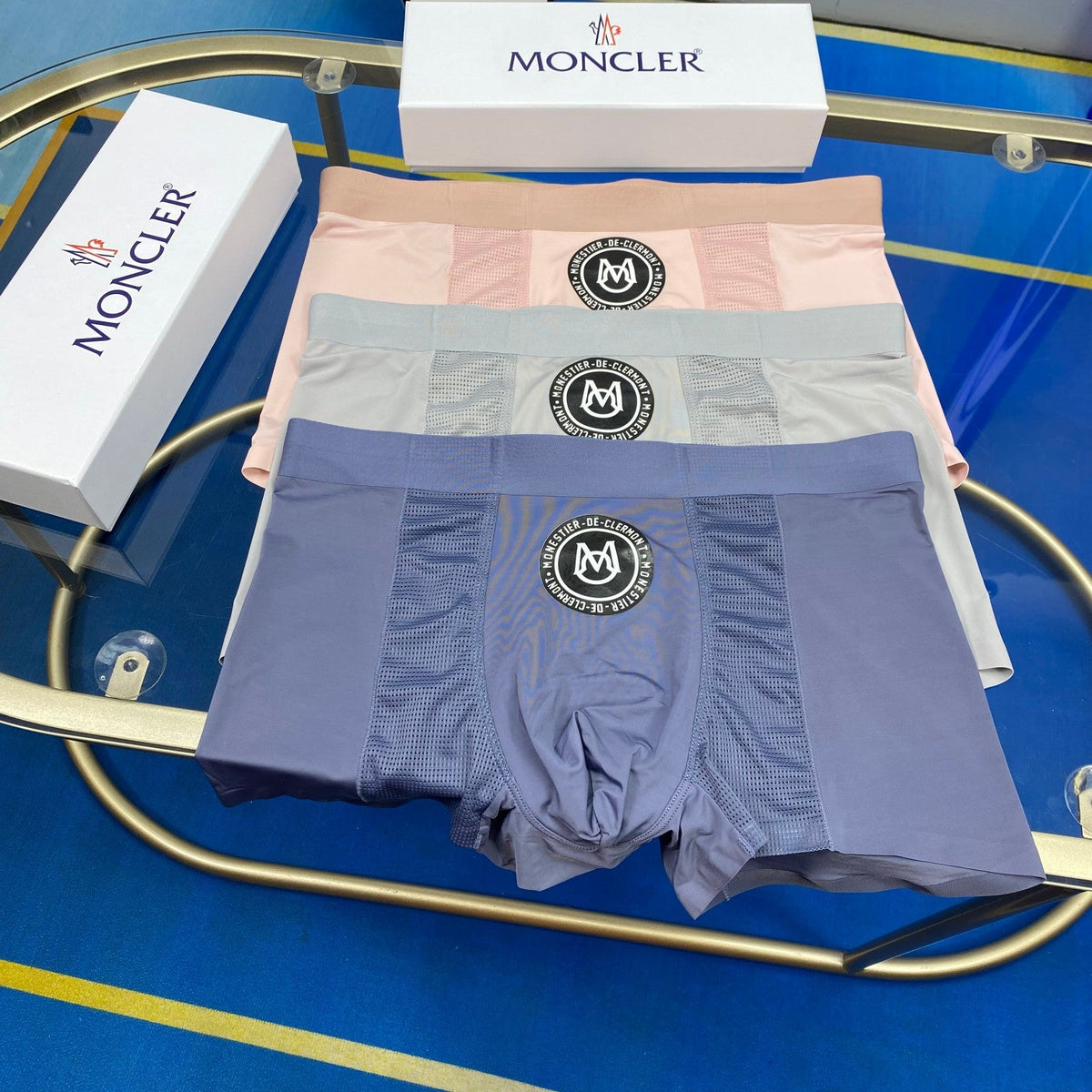 Moncler Cotton Visible Colour, Waistband And Emblem Details Men's Boxer Briefs - 3-Piece Box