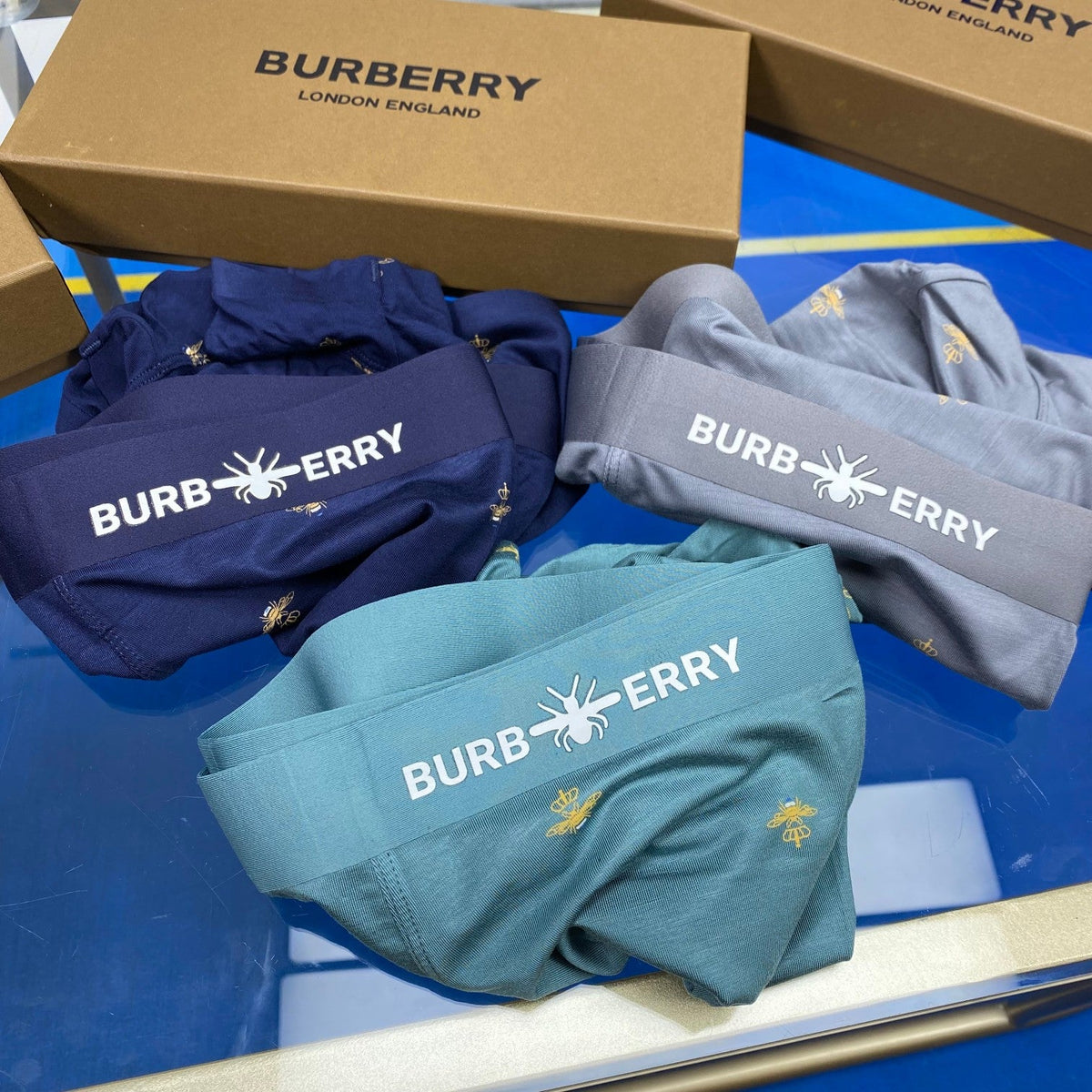Burberry Cotton Visible Branded Waistband Or Emblem Details Men's Boxer Briefs - 3-Piece Box