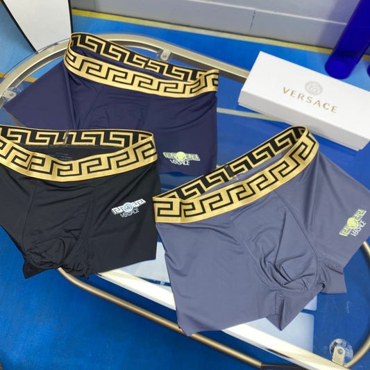 Versace Greek-Key Waistband Boxer Briefs 3-Piece Box Collection