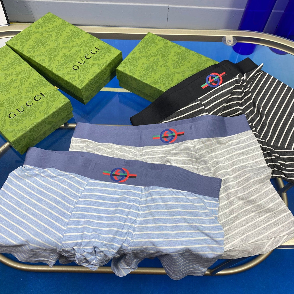 Gucci Striped Boxer Briefs 3-Piece Box Collection Essentials