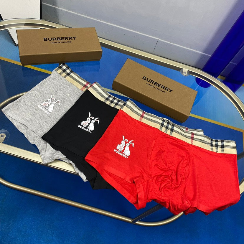 Burberry Modal Visible Colour, Waistband And Emblem Details Men's Boxer Briefs - 3-Piece Box