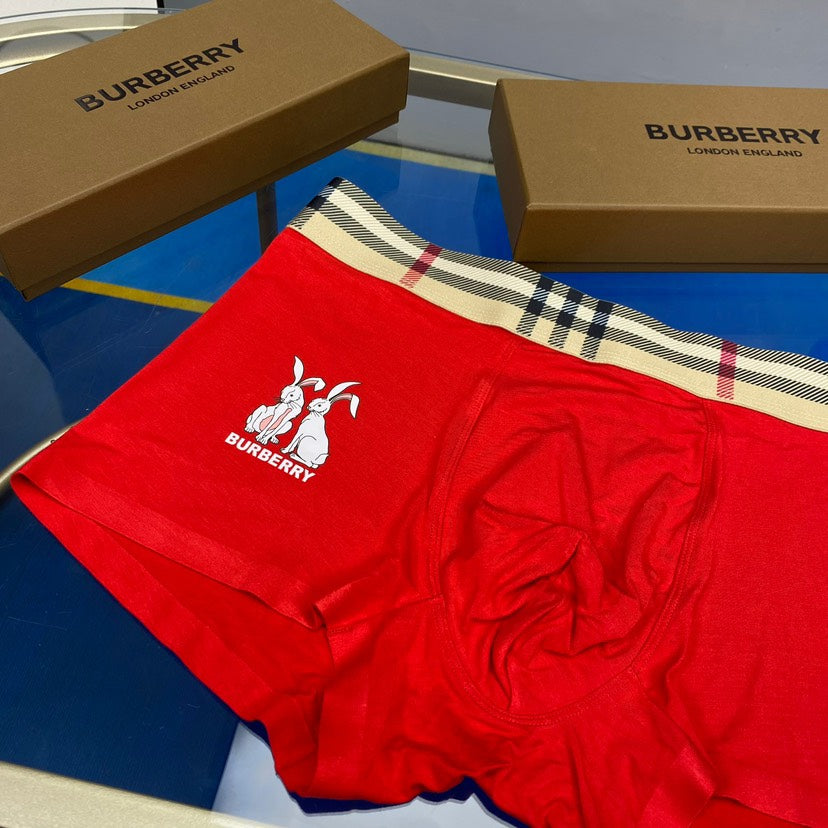 Burberry Modal Visible Colour, Waistband And Emblem Details Men's Boxer Briefs - 3-Piece Box