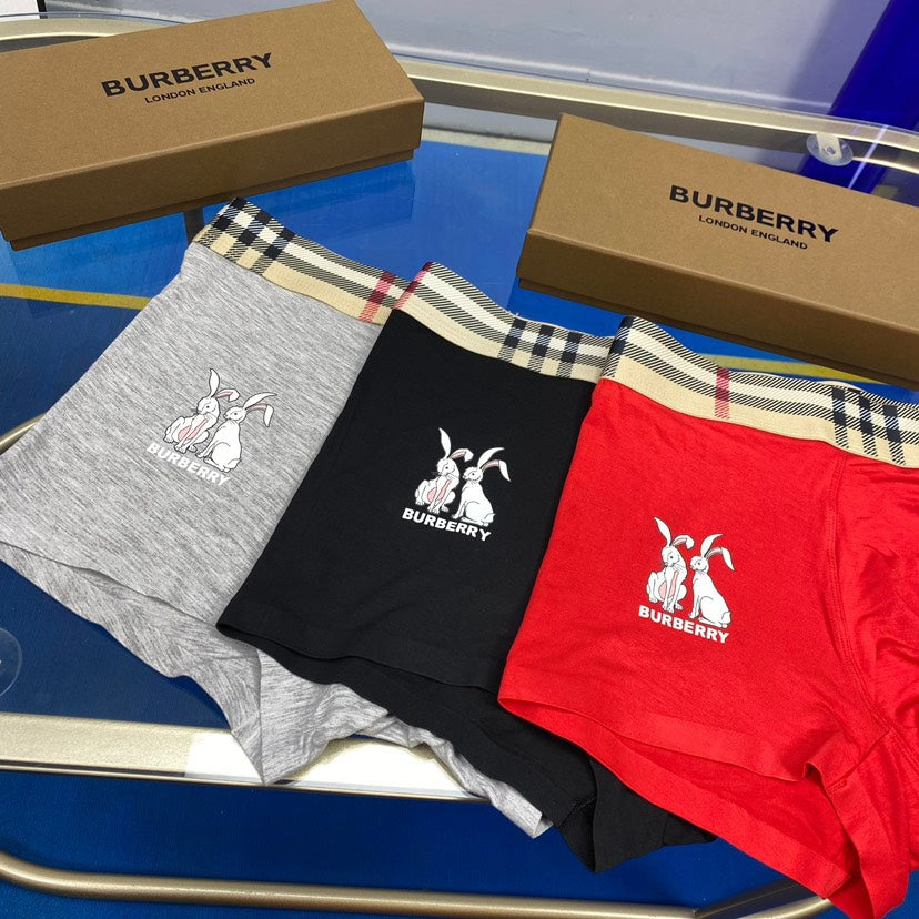 Burberry Modal Visible Colour, Waistband And Emblem Details Men's Boxer Briefs - 3-Piece Box