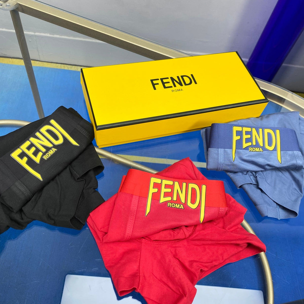 Fendi Modal Contrast Wordmarks Men's Boxer Briefs - 3-Piece Box