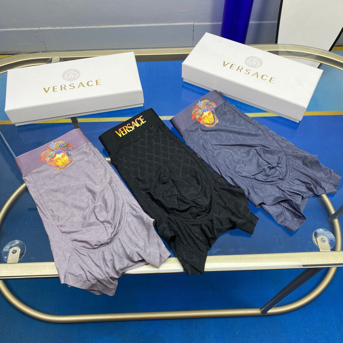 Versace Medallion Details Men's Boxer Briefs - 3-Piece Box