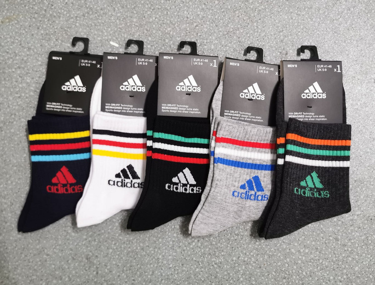 Unbranded Visible Branded Cuff Or Emblem Details Crew Socks - 5-Pair Set