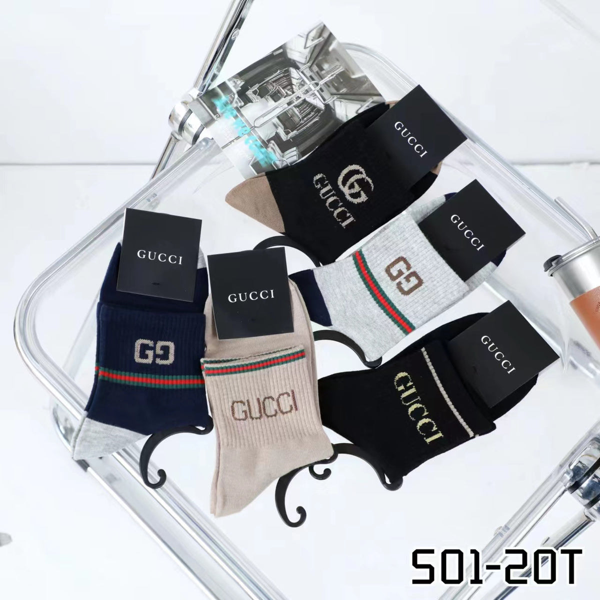 Unbranded Visible Branded Cuff Or Emblem Details Crew Socks - 5-Pair Set