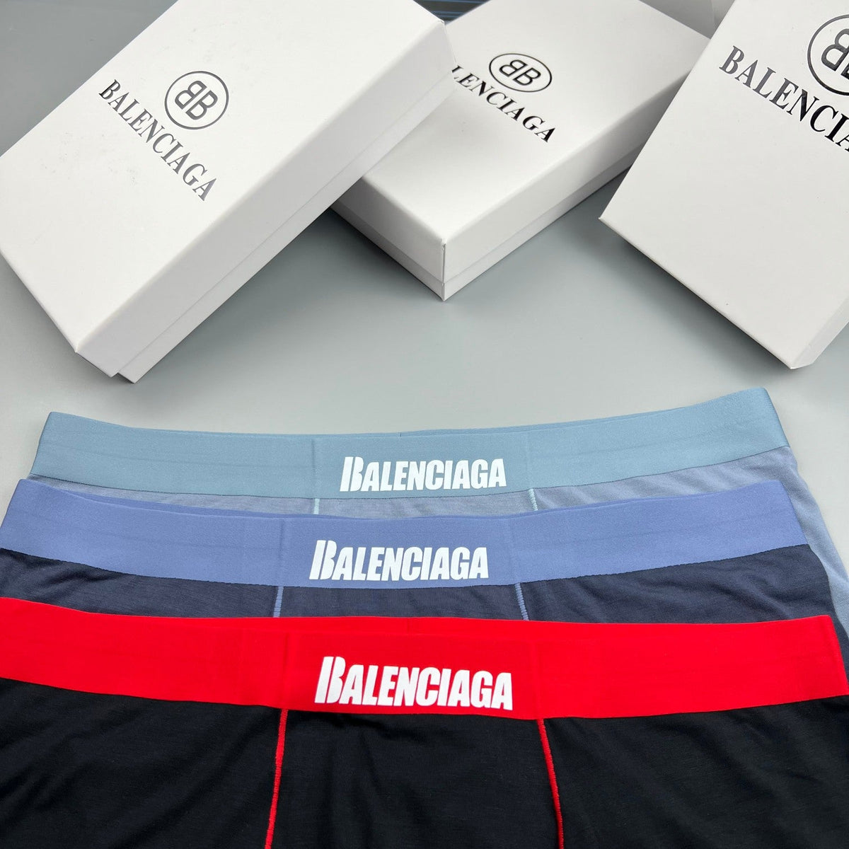 Balenciaga Contrast Logo Waistbands Men's Boxer Briefs - 3-Piece Box