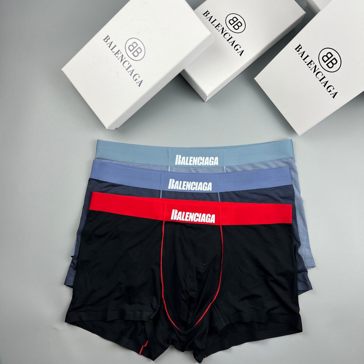 Balenciaga Contrast Logo Waistbands Men's Boxer Briefs - 3-Piece Box