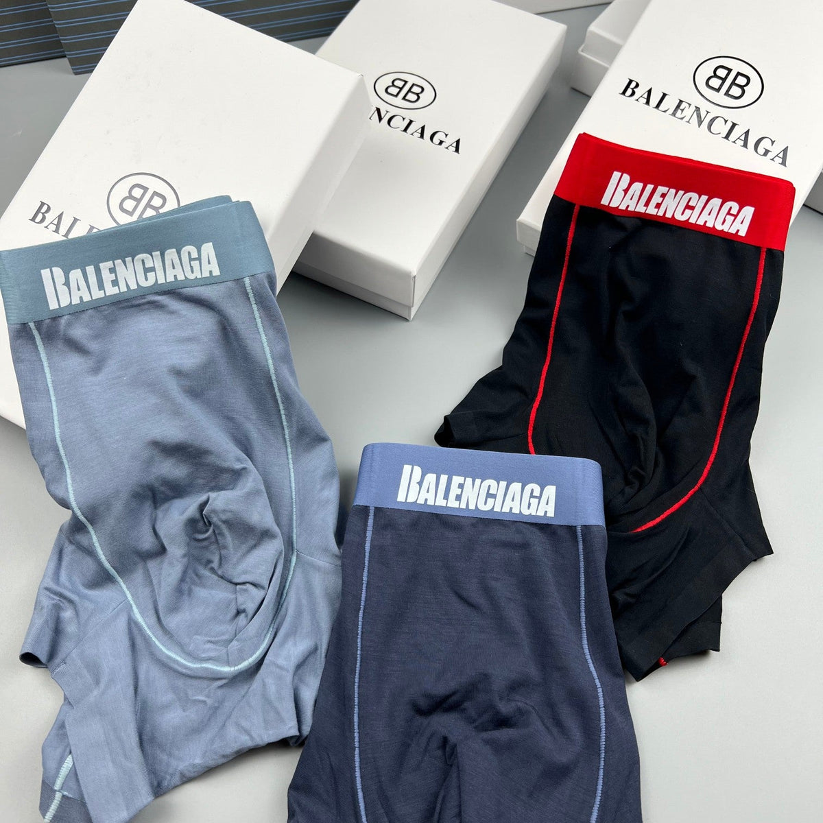 Balenciaga Contrast Logo Waistbands Men's Boxer Briefs - 3-Piece Box