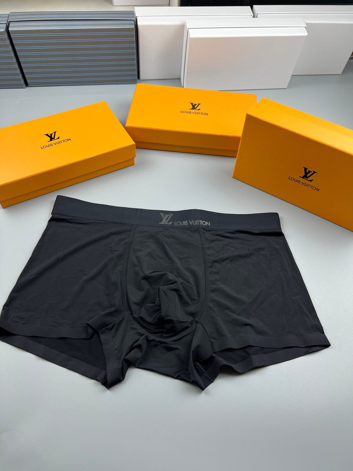 Louis Vuitton Blue, Green & White Tonal Waistbands Men's Boxer Briefs - 3-Piece Box