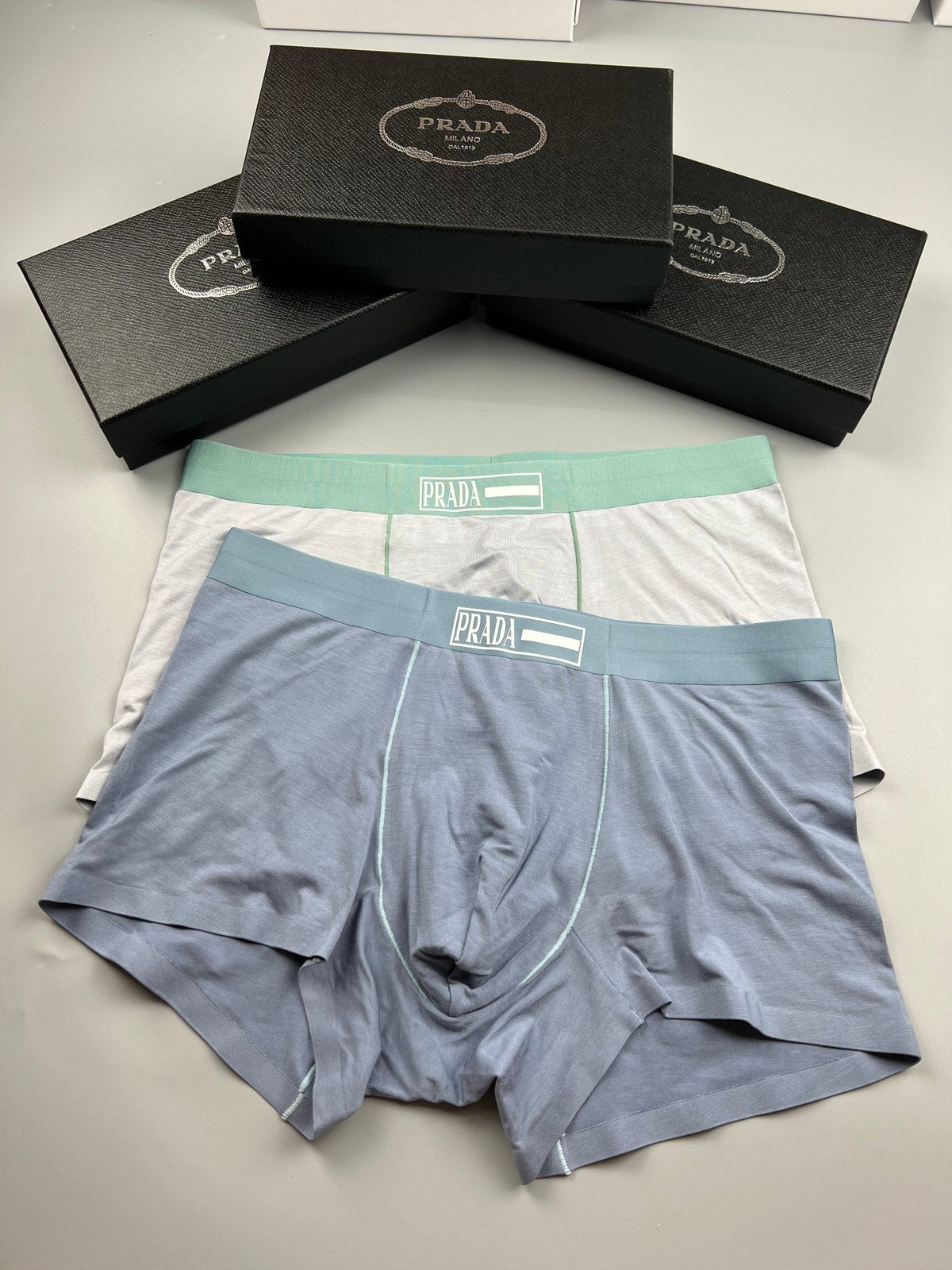 Prada Modal Visible Colour, Waistband And Emblem Details Men's Boxer Briefs - 3-Piece Box