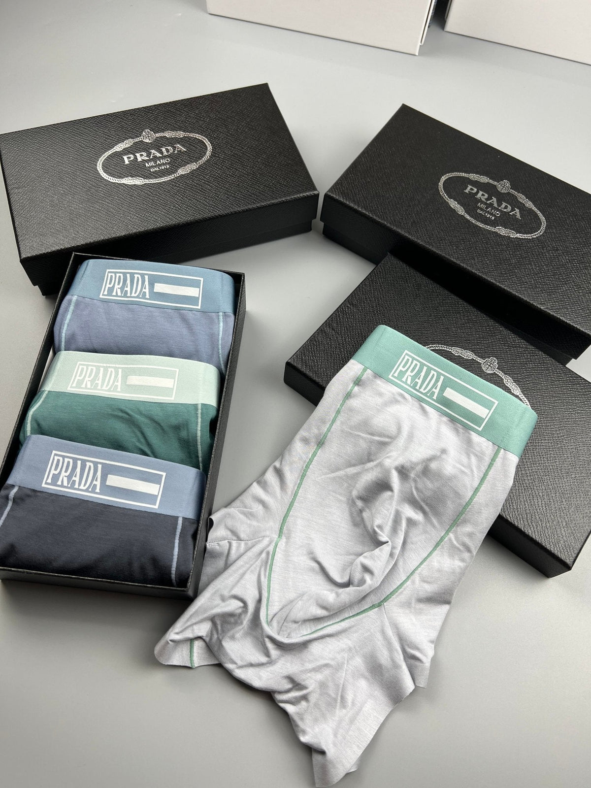 Prada Modal Visible Colour, Waistband And Emblem Details Men's Boxer Briefs - 3-Piece Box