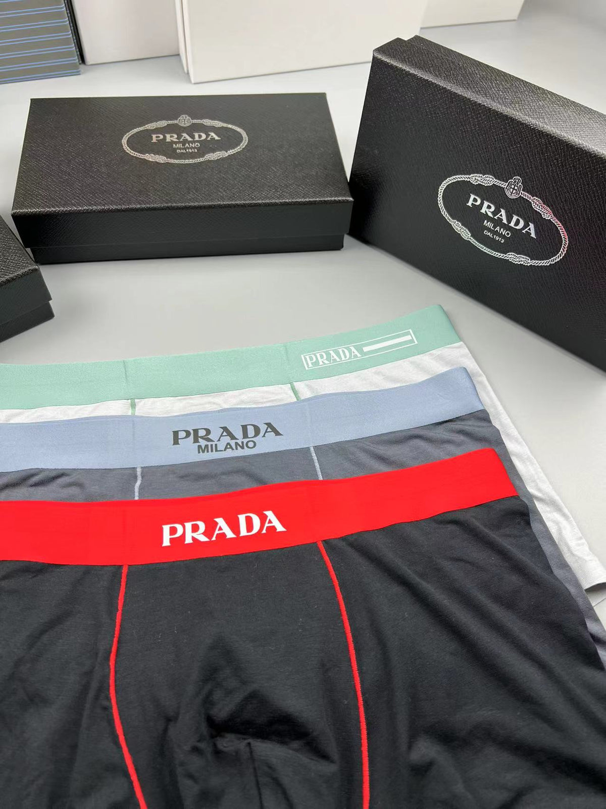 Prada Small Triangle Details Men's Boxer Briefs - 3-Piece Box