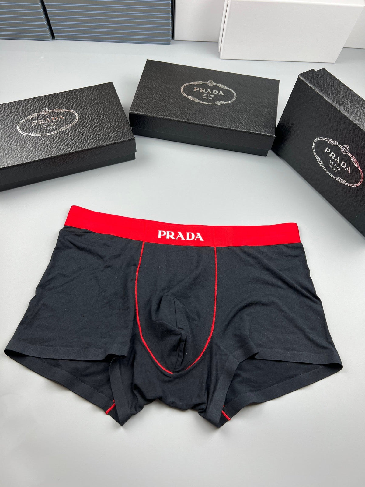 Prada Small Triangle Details Men's Boxer Briefs - 3-Piece Box