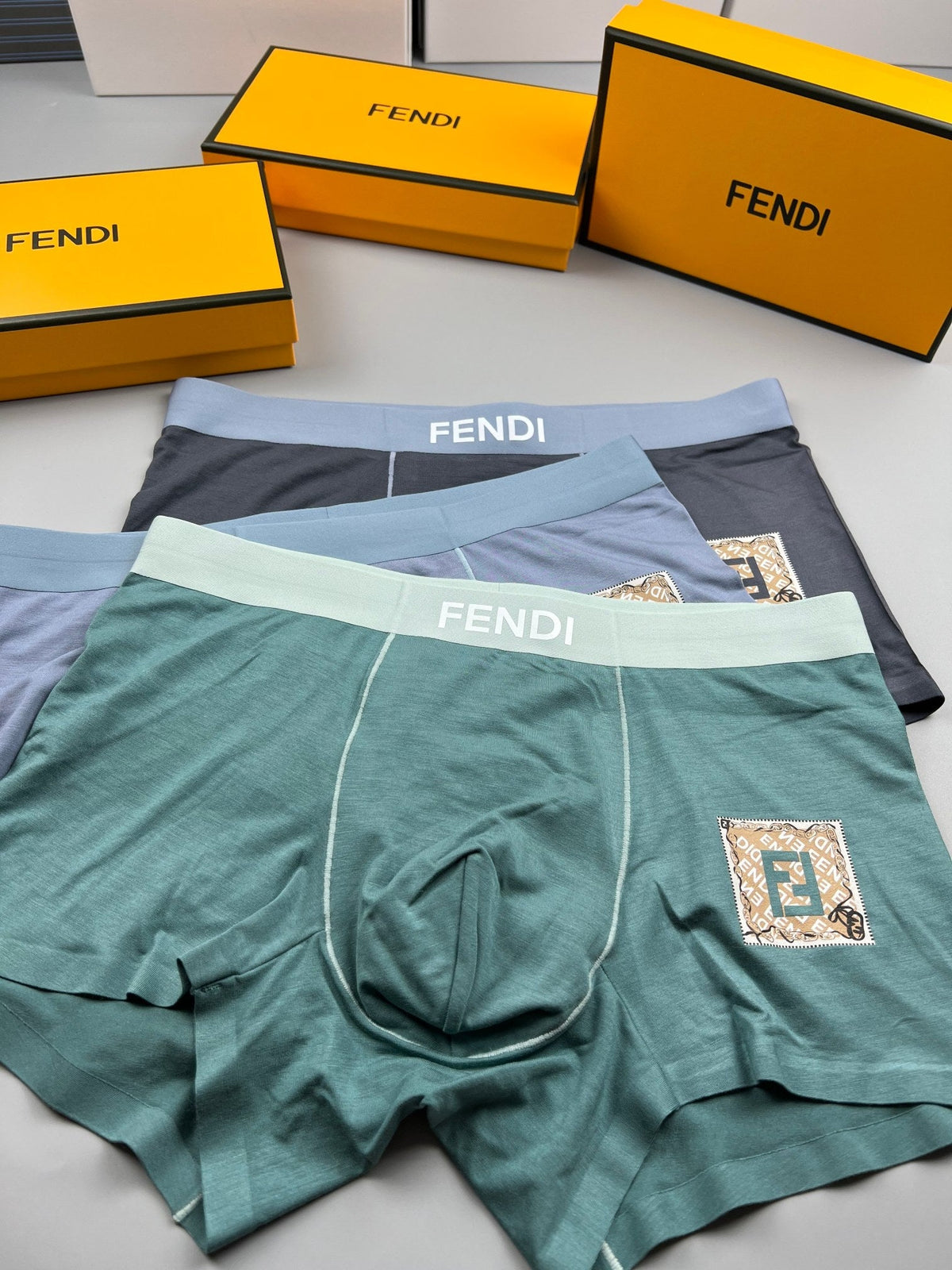 Fendi Modal Visible Colour, Waistband And Emblem Details Men's Boxer Briefs - 3-Piece Box