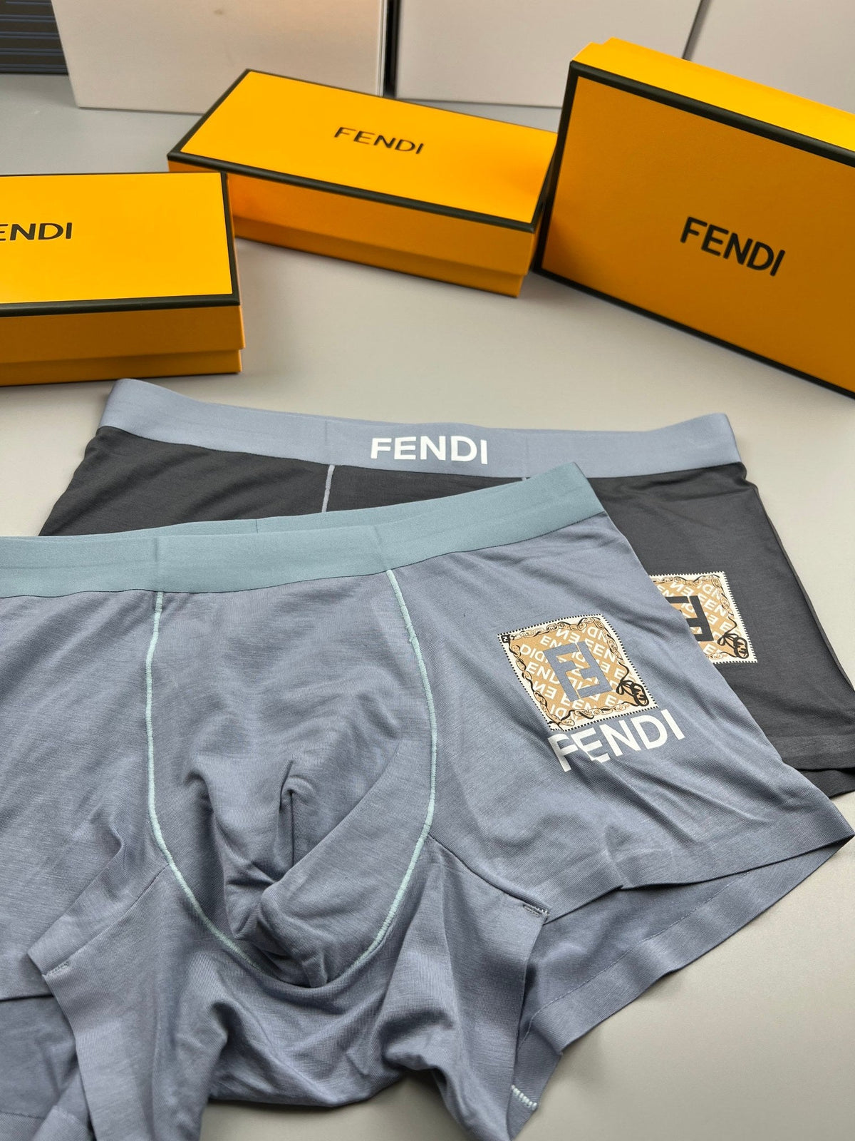 Fendi Modal Visible Colour, Waistband And Emblem Details Men's Boxer Briefs - 3-Piece Box