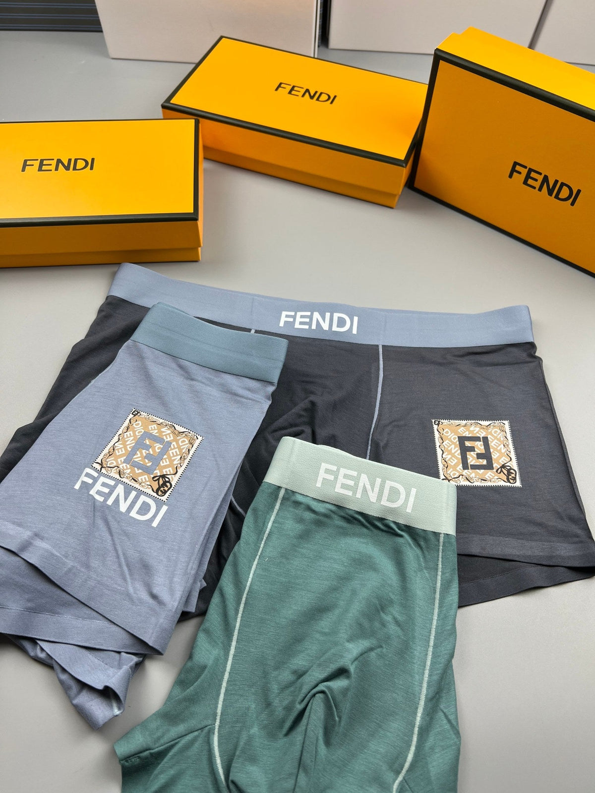 Fendi Patch Details Men's Boxer Briefs - 3-Piece Box