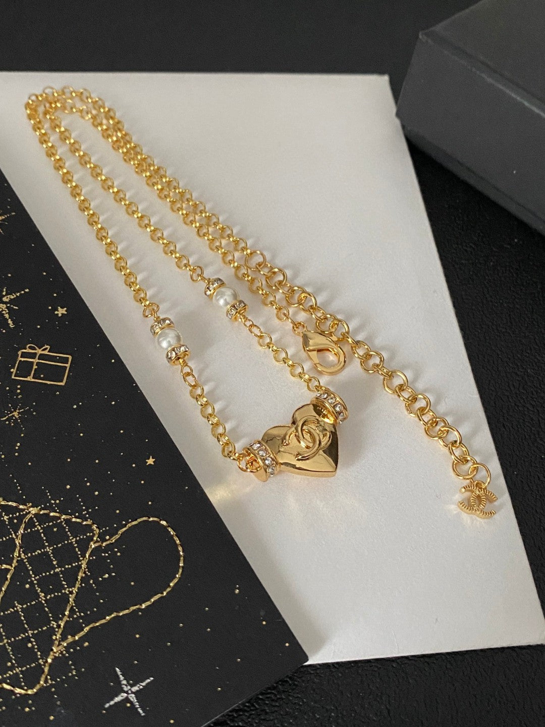 Martin Graham pendant necklace in polished metal-tone – styled product view