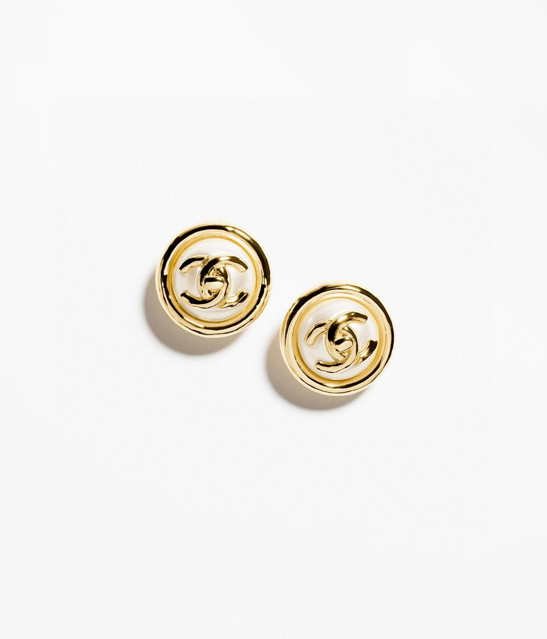 Martin Graham stud earrings in polished metal-tone – front product view