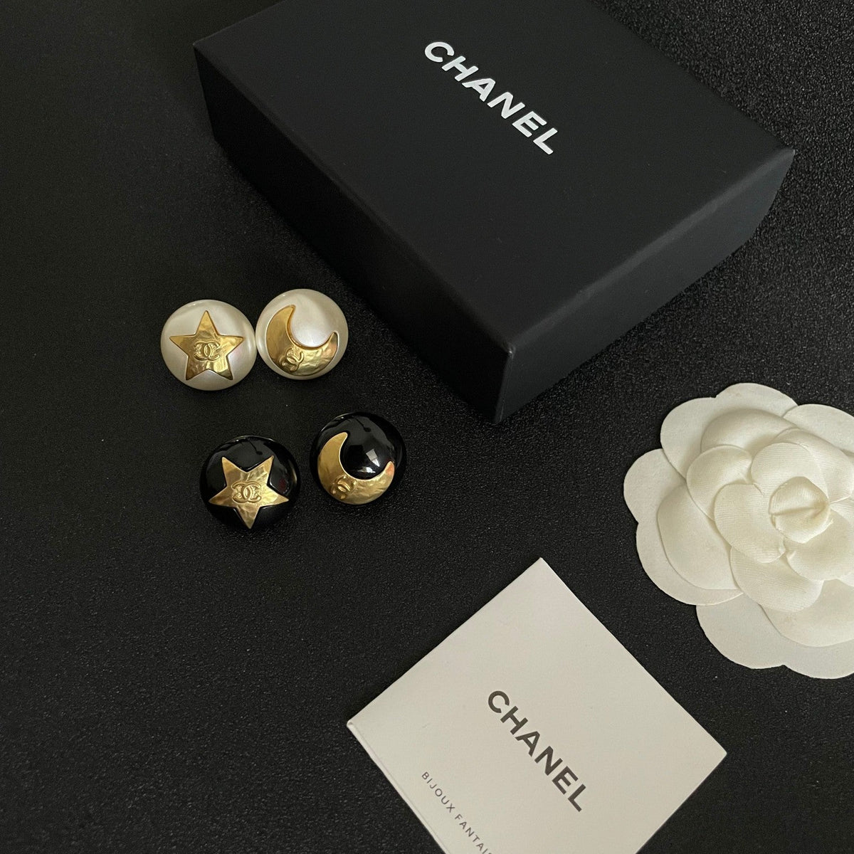 Martin Graham stud earrings in polished metal-tone – styled product view